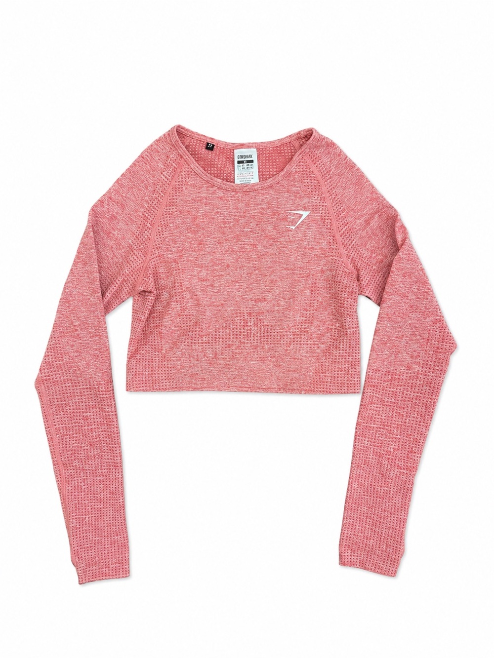 Gymshark Seamless Cropped Long-Sleeve Top Heather Red Thumb Holes Size Medium